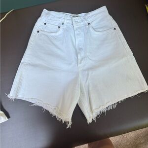 AGOLDE white denim shorts